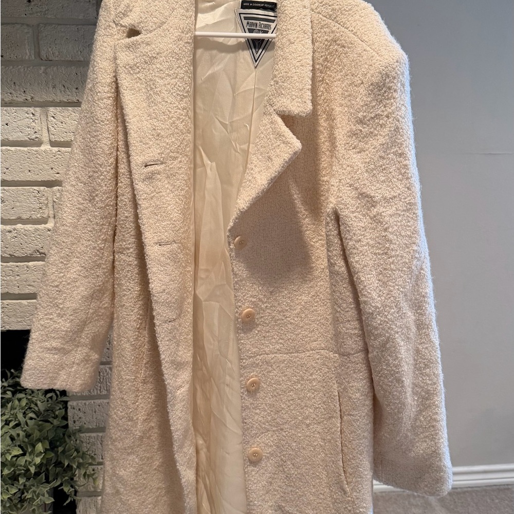 Marvin Richards Ivory Textured Trench Coat
